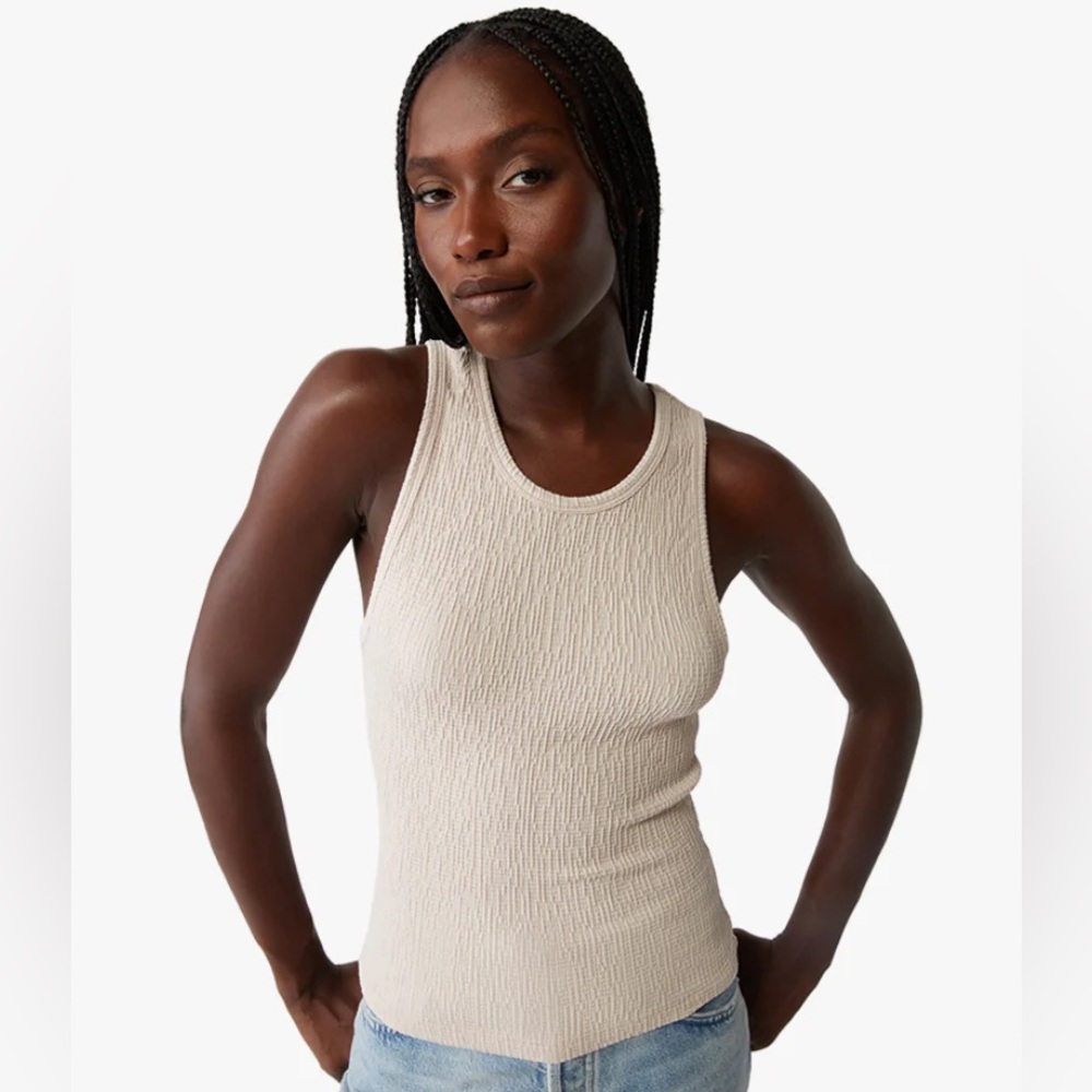 NWT Michael Stars Kira Crinkle Tank Top in Cement